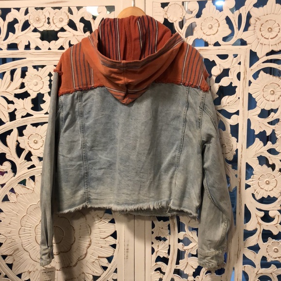 Free People Baja Hooded Denim Jacket M - Picture 9 of 16
